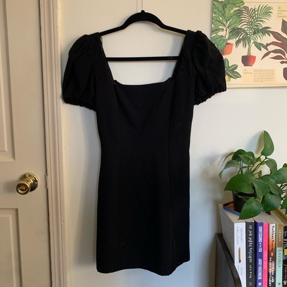 Linen Zara Mini Dress with Puff Sleeves - Picture 1 of 4